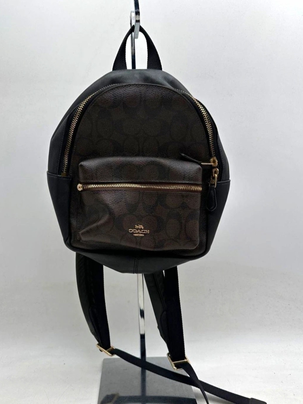 Coach Mini Charlie Backpack F58315 Signature Brown Black